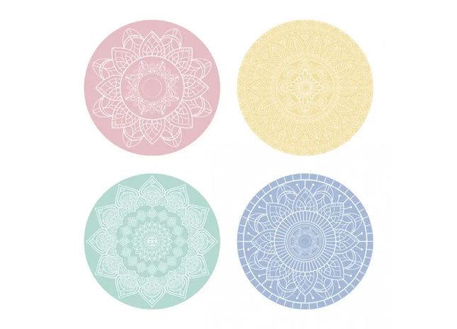 Farbenfrohe Mandalas-Tischsets, rund, 4er Set, 38cm x 0.4mm TK Gruppe® Grosshandel 