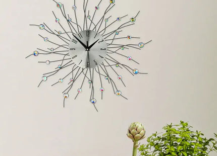 Farbenfrohe Metall-Wanduhr mit Strasssteinen, Durchmesser 50cm TK Gruppe® Grosshandel 