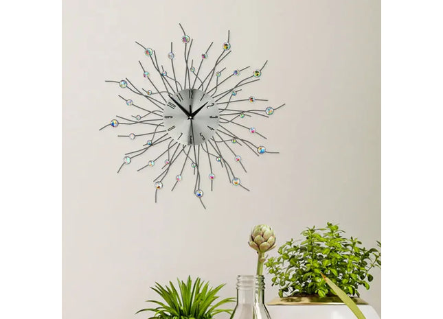 Farbenfrohe Metall-Wanduhr mit Strasssteinen, Durchmesser 50cm TK Gruppe® Grosshandel 