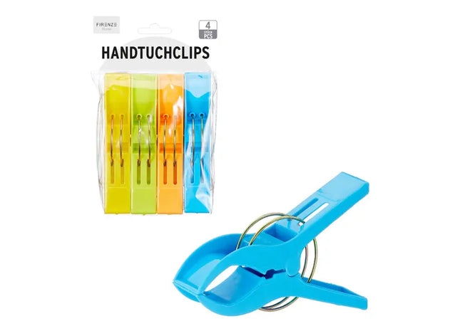 Farbenfroher Handtuchhalter, 4er-Pack, ca. 12cmL - Hält Ihr Handtuch stilvoll an Ort und Stelle! TK Gruppe® Grosshandel 