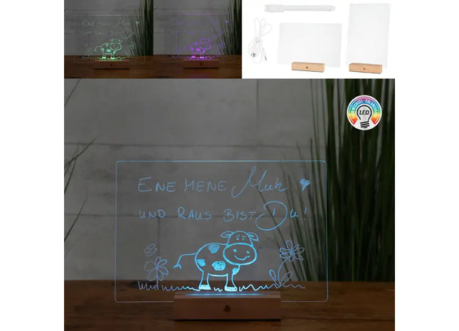 Farbenfrohes LED-USB-Nachrichtenbrett aus Acryl, ca. 30x20cm (73 Zeichen) TK Gruppe® Grosshandel 
