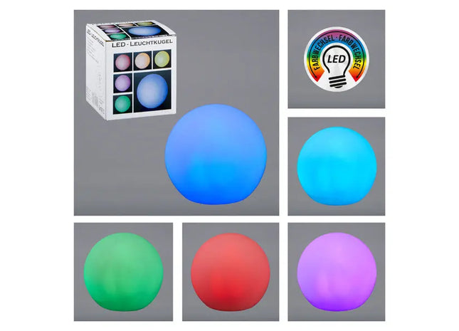 Farbwechselnde LED-Leuchtkugel, 8cm Durchmesser, Mehrfarbige Beleuchtung, Deko-Lichtkugel TK Gruppe® Grosshandel 