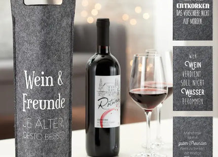 Felt Wine Bottle Satchel with Quotes, Set of 4 TK Gruppe® Grosshandel 