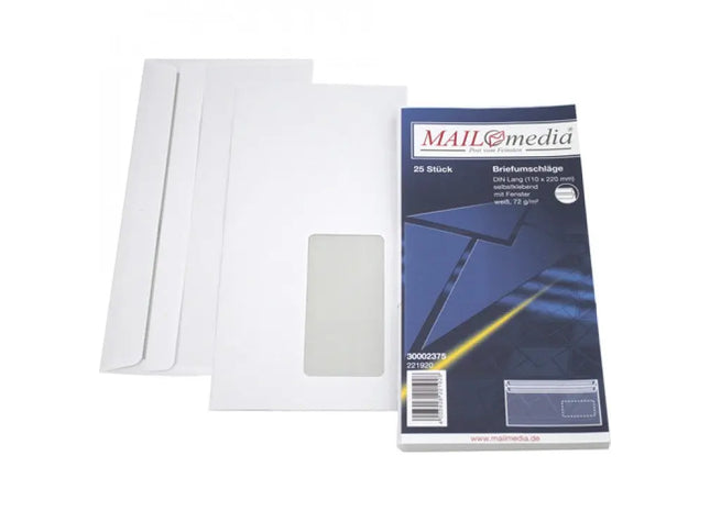 Fensterumschlag DIN Lang 25 mit SK 11x22cm - Sicher und professionell für den Postversand TK Gruppe® Grosshandel 