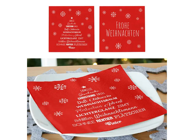 Festive Red Christmas Napkins, 2 per Set, Pack of 20 - Holiday Table Essentials TK Gruppe® Grosshandel 