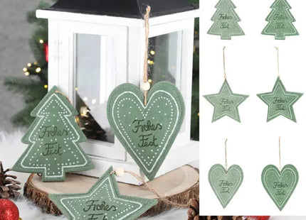 Festliche Filz-Anhänger Set - Frohes Fest Design, 13,5cm, 6er Pack - Weihnachtsdekoration TK Gruppe® Grosshandel 
