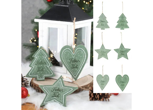 Festliche Filz-Anhänger Set - Frohes Fest Design, 13,5cm, 6er Pack - Weihnachtsdekoration TK Gruppe® Grosshandel 