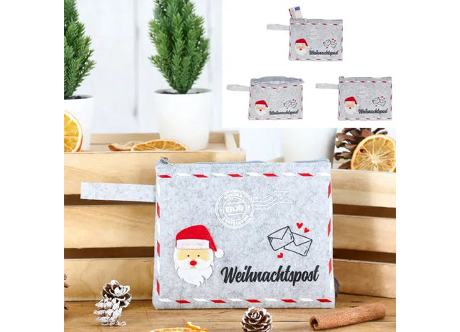 Festliche Filz-Tasche für Weihnachtspost ca. 15,5x12,5cm - Geschenkbeutel, Weihnachtsdeko TK Gruppe® Grosshandel 