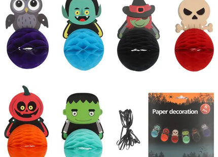 Festliche Girlande Halloween Figuren Honeycomb, 300cm Länge - Perfekt für Spuk-Dekorationen TK Gruppe® Grosshandel 