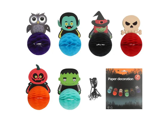 Festliche Girlande Halloween Figuren Honeycomb, 300cm Länge - Perfekt für Spuk-Dekorationen TK Gruppe® Grosshandel 