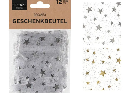 Festliche Organza Geschenkbeutel, 12er Set, 10x8 cm – Mini Weihnachtssäckchen TK Gruppe® Grosshandel 
