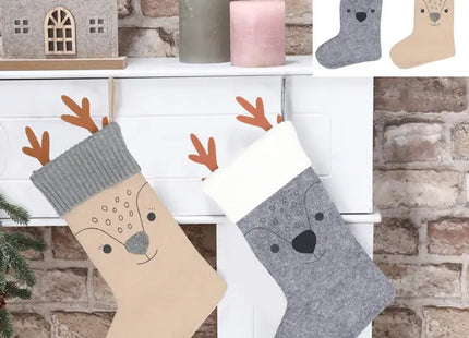 Festliche Rentier-Weihnachtssocken, 2er Set, 20x40cm, Weihnachtsdekoration für Kamin und Zuhause TK Gruppe® Grosshandel 