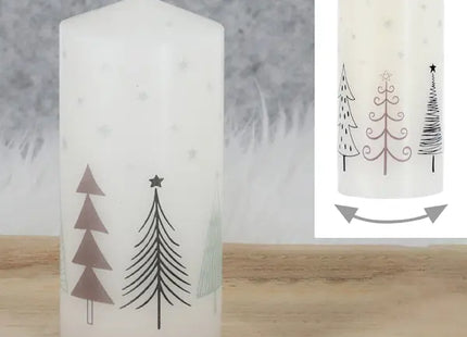 Festliche Weihnachts-Stumpenkerze, 6x12cm - Stilvolle Winterdeko TK Gruppe® Grosshandel 