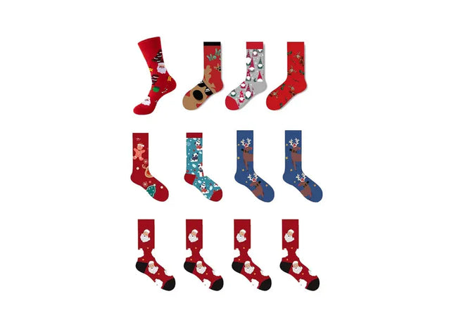 Festliche Weihnachtssocken im 3er-Pack - Bunt Gemustert, Perfekt für die Feiertage TK Gruppe® Grosshandel 