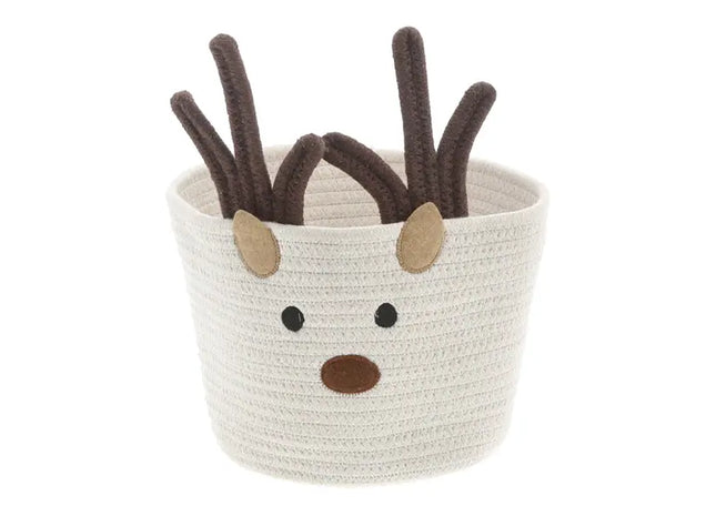 Festlicher Organizer: Rentier Aufbewahrungskorb, ca. 26cmD - Ordnen Sie Ihre Festtagsutensilien ordentlich an TK Gruppe® Grosshandel 