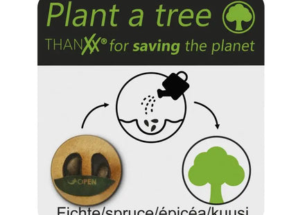 Fichtensamen-Aufkleber 'Plant a Tree' in Holzoptik - Öko-Botschaft TK Gruppe® Grosshandel 