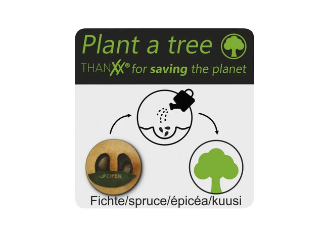 Fichtensamen-Aufkleber 'Plant a Tree' in Holzoptik - Öko-Botschaft TK Gruppe® Grosshandel 