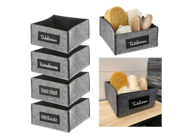 Filz Aufbewahrungskorb mit Spruch – Stilvoller Filz-Organizer | Dekorativer Korb mit Aufdruck TK Gruppe® Grosshandel 