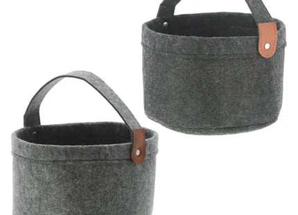 Filz Aufbewahrungskorb rund mit Henkel, 2er-Set – Moderner Organizer | Vielseitige Aufbewahrungslösung TK Gruppe® Grosshandel 