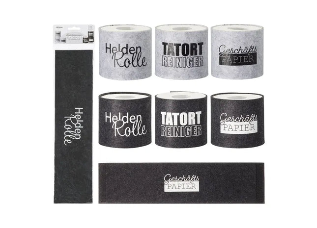 Filz Banderolen für Toilettenpapier, 6er Set, Dekorativ & Umweltfreundlich, 100 Zeichen TK Gruppe® Grosshandel 