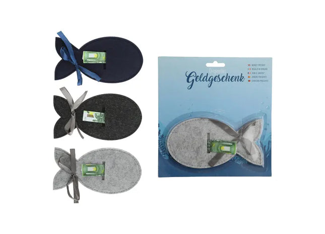 Filz Fisch Geldgeschenkbeutel, 3er-Set - Originelle Bargeld-Geschenkverpackungen TK Gruppe® Grosshandel 
