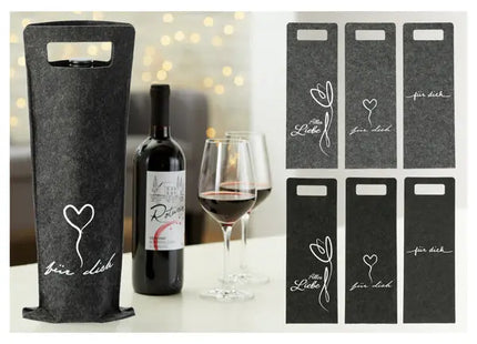 Filz Flaschentasche Geschenk, 6er Pack, Umweltfreundlicher Flaschenhalter, 100 Zeichen TK Gruppe® Grosshandel 