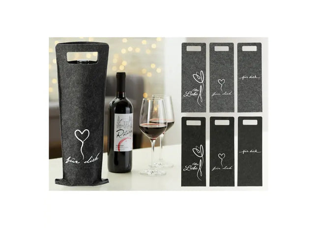 Filz Flaschentasche Geschenk, 6er Pack, Umweltfreundlicher Flaschenhalter, 100 Zeichen TK Gruppe® Grosshandel 