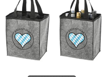 Filz Flaschenträger für 6 Wasserflaschen - Heimatliebe Design - Robuste Getränketragetasche TK Gruppe® Grosshandel 