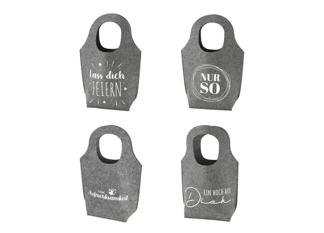 Filz-Geschenktaschen mit Sprüchen - 4er Pack, Dekorative und Wiederverwendbare Geschenkverpackungen TK Gruppe® Grosshandel 