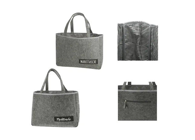 Filz-Markttaschen, 2er-Set - Robuste Einkaufstaschen 45x33cm TK Gruppe® Grosshandel 