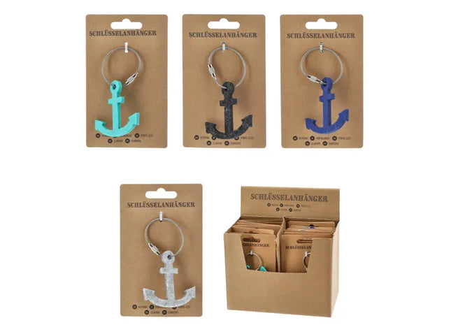 Filz-Schlüsselanhänger Anker, 4er-Set – Maritime Charme-Accessoires TK Gruppe® Grosshandel 