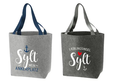 Filz Shopper Sylt 2er-Set | Große Filztaschen ca. 49x38cm, Wiederverwendbar TK Gruppe® Grosshandel 