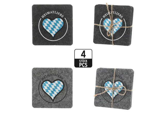 Filz Untersetzer 4er Set - Heimatliebe Design - Dekorative Getränkeuntersetzer für Zuhause & Büro TK Gruppe® Grosshandel 