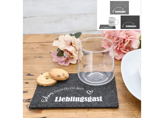 Filz-Untersetzer - 'Lieblingsgast' Design, 4er Pack, 18x13cm, Robuste Tischunterlagen TK Gruppe® Grosshandel 