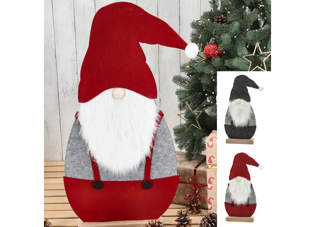 Filz-Wichtel auf Holzsockel, stehende Wichtel 80cm, Set mit 2, verspielte Heimdekoration TK Gruppe® Grosshandel 