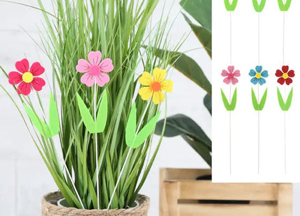 Filzblumen-Set zum Stecken, 6 Stück, Höhe 32cm - Dekorative Zimmerflora TK Gruppe® Grosshandel 