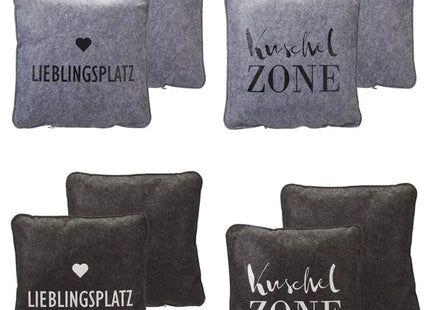 Filzkissen mit Sprüchen, ca. 38x38cm, 4er Set, Stilvolle Dekokissen TK Gruppe® Grosshandel 