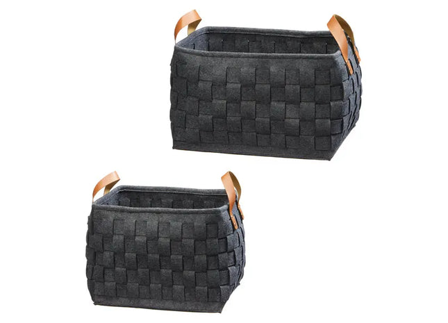 Filzkorb-Set, Anthrazit, 2 Stück - Stilvoll ordnen und aufbewahren! TK Gruppe® Grosshandel 