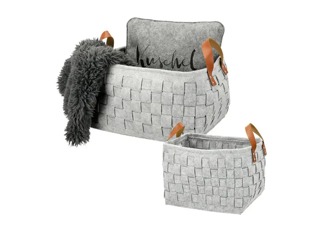 Filzkörbe, hellgrau, 2er Pack - Stilvoll organisieren! TK Gruppe® Grosshandel 