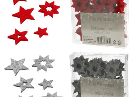 Filzstreudeko Sterne, 2 Größen, 72er Set TK Gruppe® Grosshandel 
