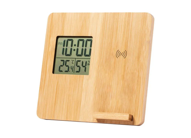 Fiory Wetterstation - Naturholz Thermometer, Hygrometer und Uhr für Innenbereiche TK Gruppe® Grosshandel 