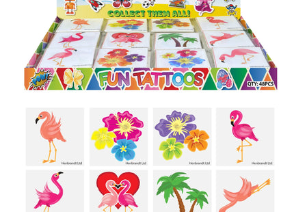 Flamingo Mini-Tattoos, 4 cm, 12 verschiedene Designs, wasserdicht & langlebig, ideal für Partys TK Gruppe® Grosshandel 