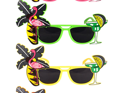 Flamingo-Sonnenbrille Für Erwachsene, Dunkle Gläser, Neonfarben, 4Er-Pack TK Gruppe® Grosshandel 