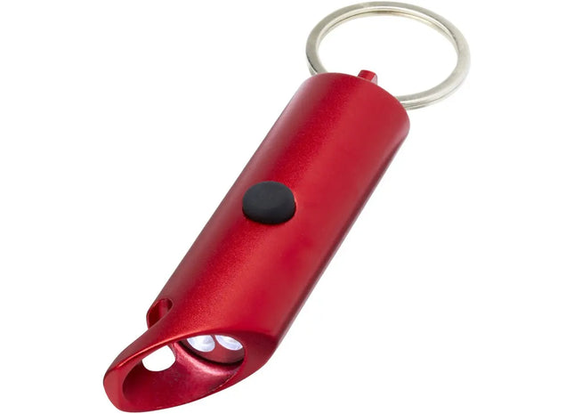 Flare IPX LED-Lampe & Flaschenöffner aus recyceltem Aluminium, Schlüsselanhänger – Rot TK Gruppe® Grosshandel 