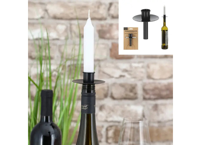 Flaschenförmiger Kerzenständer: Schwarz, ca. 8cmH - SEO-optimierte Auflistung für verbesserte Sichtbarkeit TK Gruppe® Grosshandel 