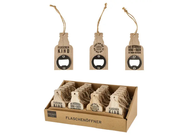 Flaschenöffner aus Holz, 3er-Set, ca. 10 cm hoch – Kompakte Öffner | Rustikal, langlebig TK Gruppe® Grosshandel 