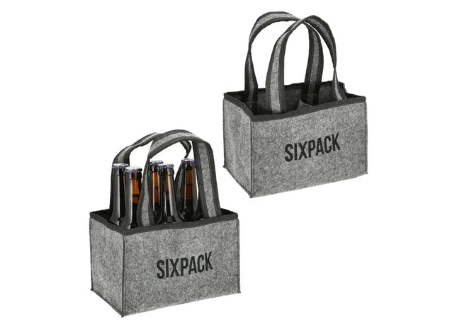 Flaschenträger Filz Sixpack – Stilvoller Getränkehalter | Strapazierfähiger Filz-Sechserträger TK Gruppe® Grosshandel 