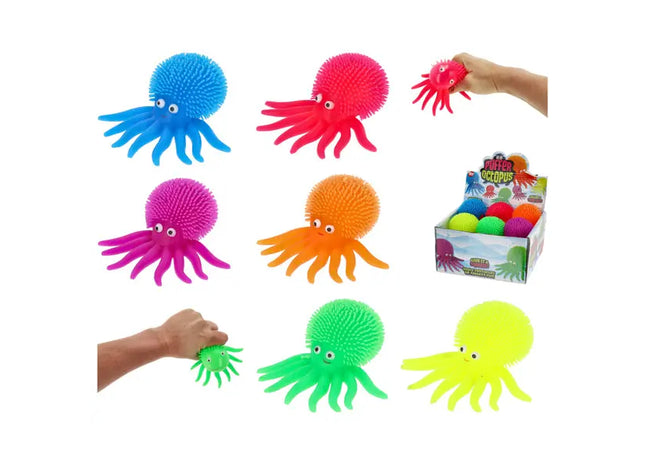 Flauschiger Kraken Plüsch, 6er-Set, Größe ca. 11x10 cm - Kuscheliger Meerestier Spielzeug TK Gruppe® Grosshandel 