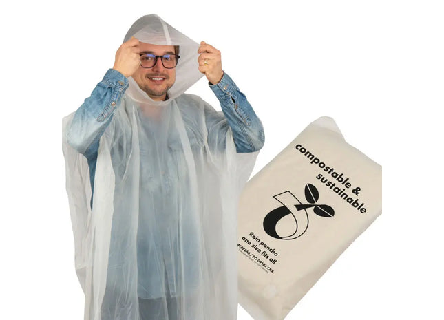 Fleurus Kompostierbarer Regenponcho in Transparent - Nachhaltig und Klar TK Gruppe® Grosshandel 