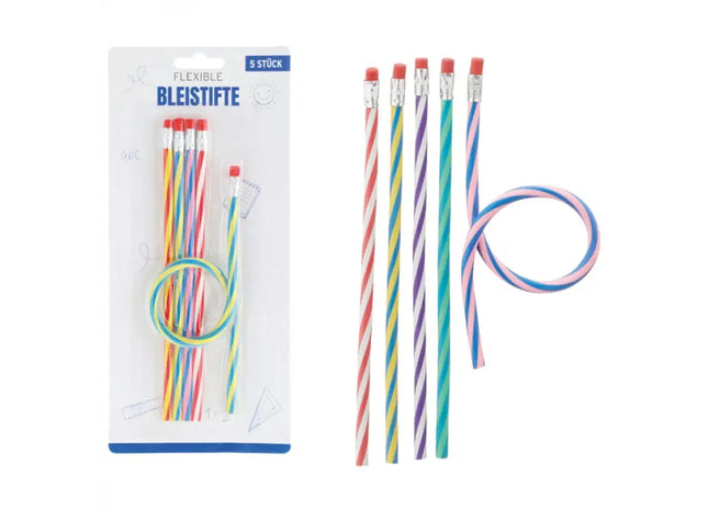 Flexibel Biegbare Bleistifte, Set von 5, ca. 18cm, in Blisterverpackung TK Gruppe® Grosshandel 